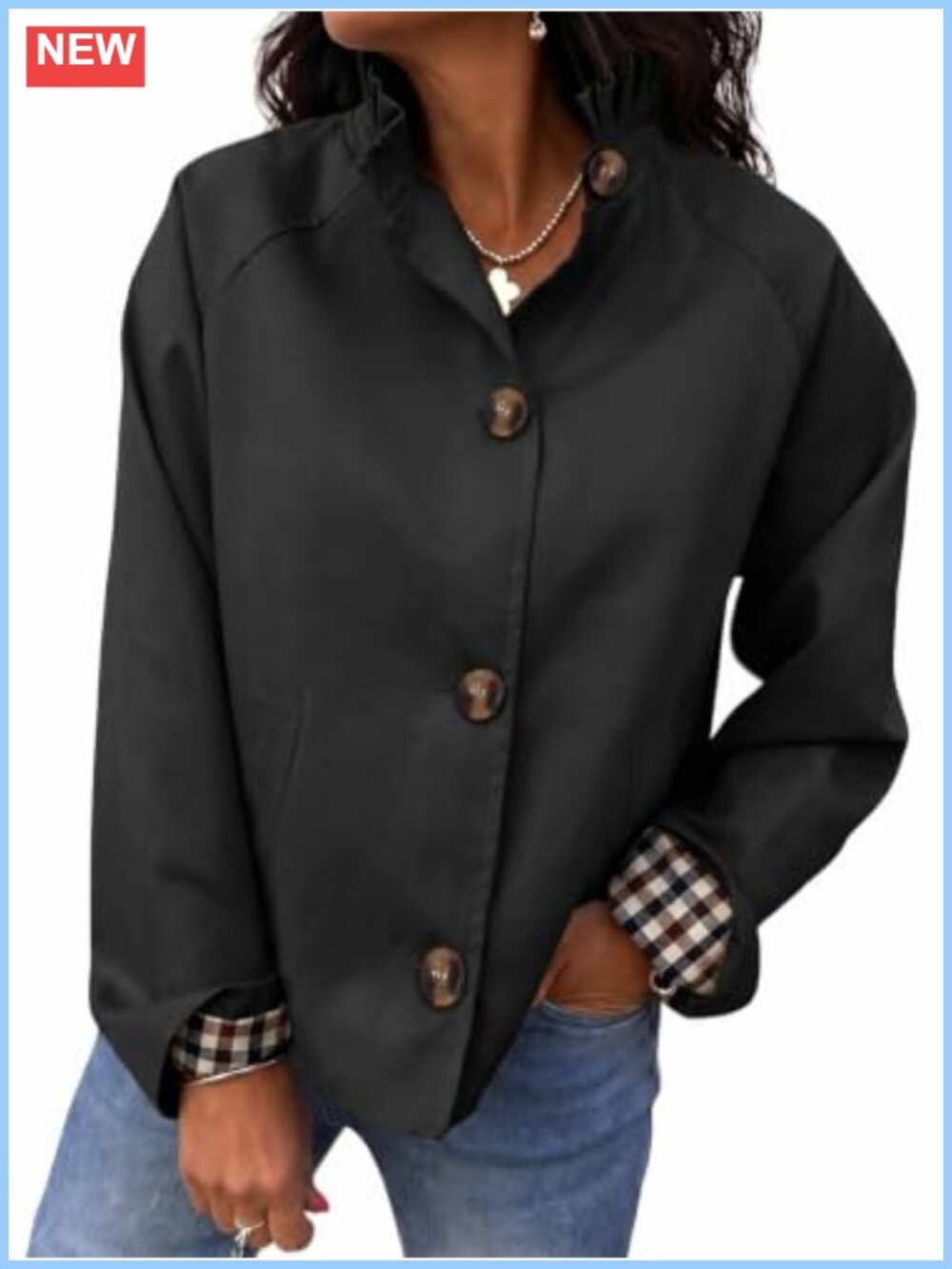 Ruffle Collar Short Trench Coat Women's Cropped Jacket Lightweight Single